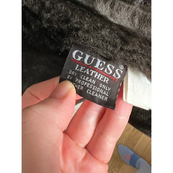 Vintage Guess Women's L Brown Suede Leather Faux Fur Lined Jacket Coat Y2K - Picture 5 of 16